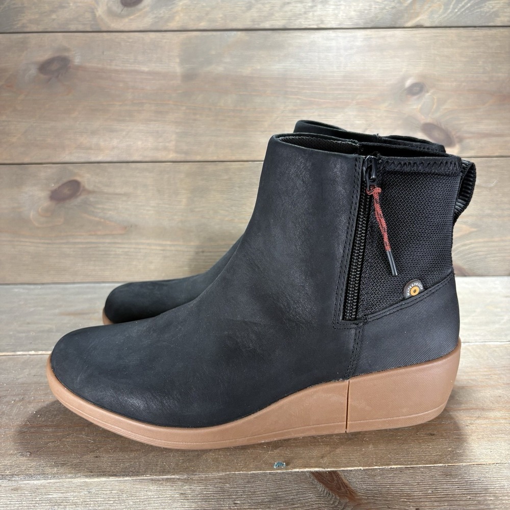 bogs vista rugged womens size 8 shoes black leather waterproof ankle boots